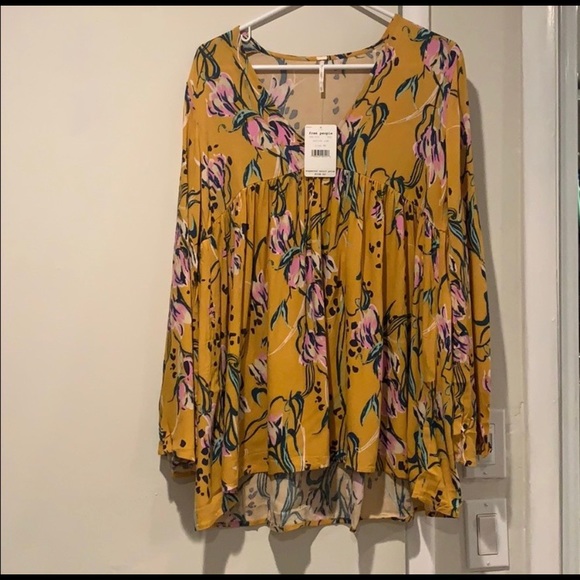 🆕 Free People yellow floral print tunic - Picture 2 of 5